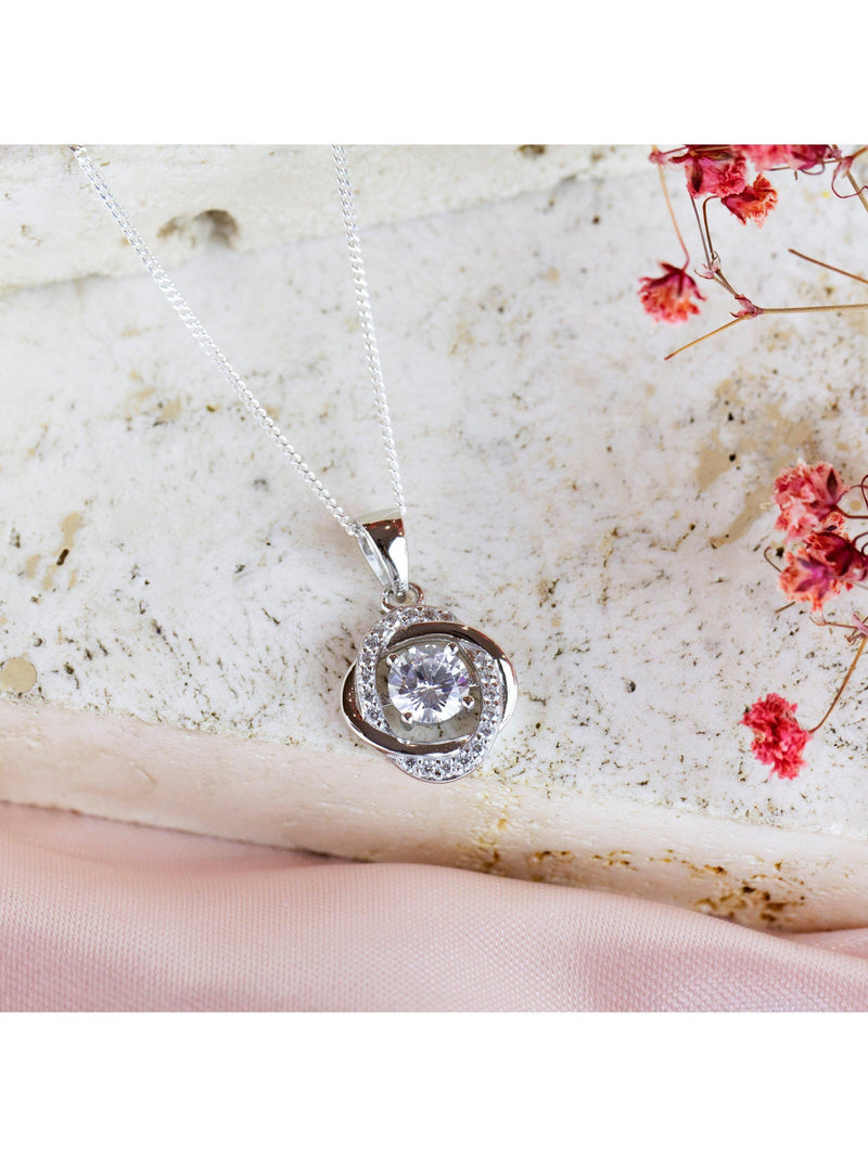 IBB sterling silver cubic zirconia knot pendant - British product