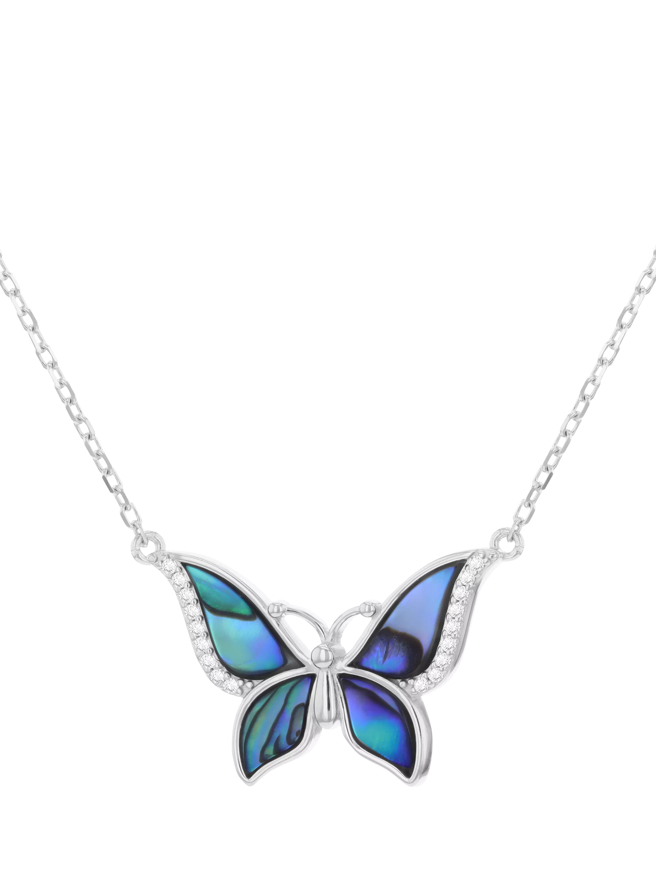 IBB Paua shell butterfly pendant necklace (British brand)