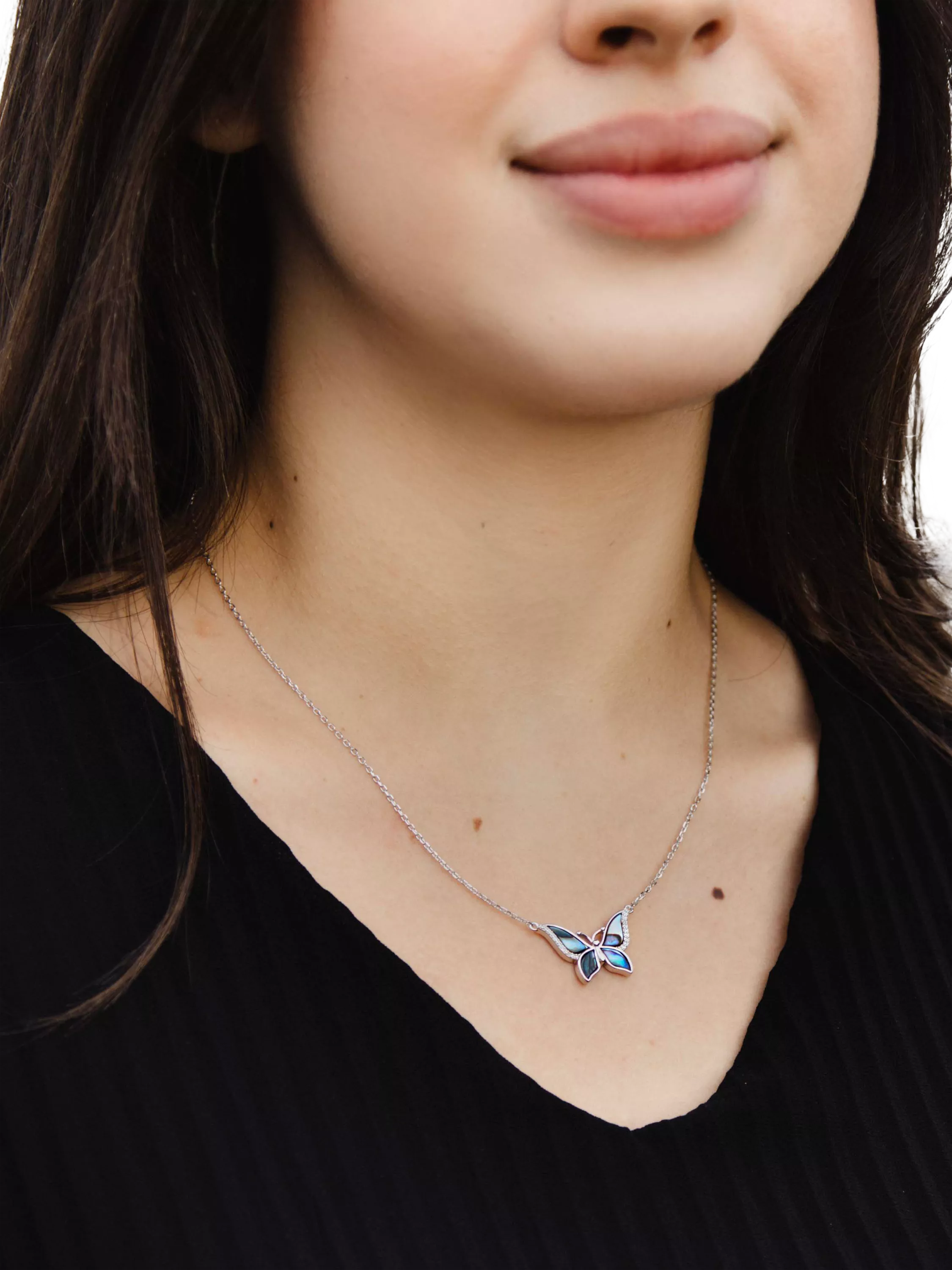IBB Paua shell butterfly pendant necklace (British brand)
