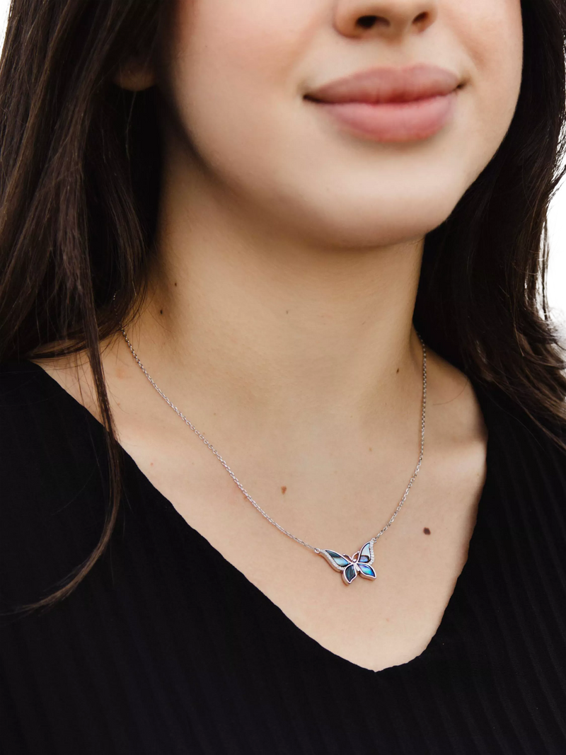 IBB Paua shell butterfly pendant necklace (British brand)