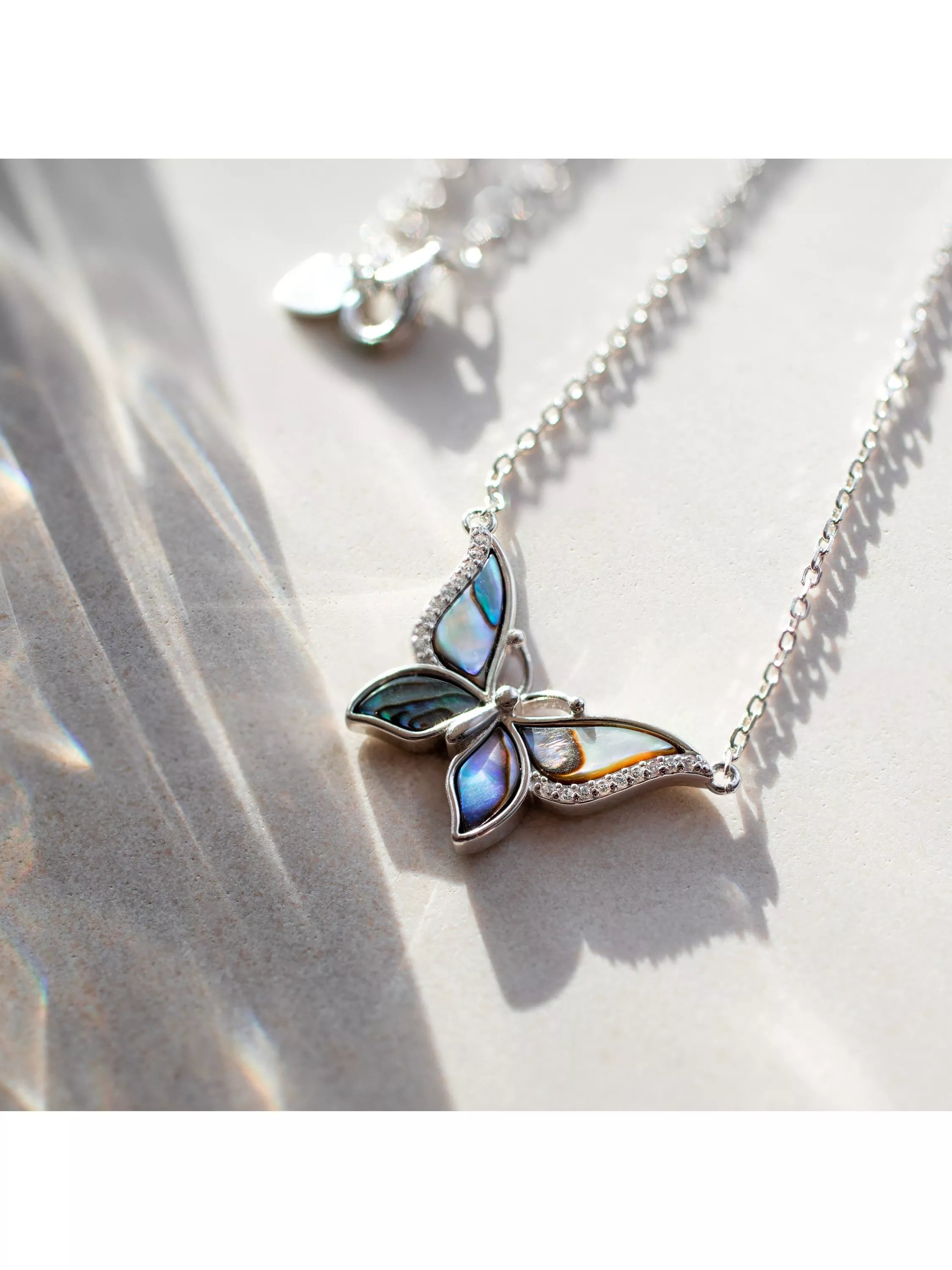 IBB Paua shell butterfly pendant necklace (British brand)