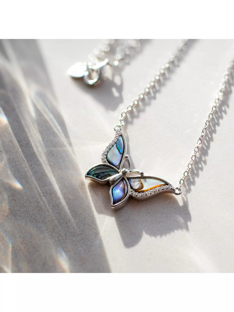 IBB Paua shell butterfly pendant necklace (British brand)