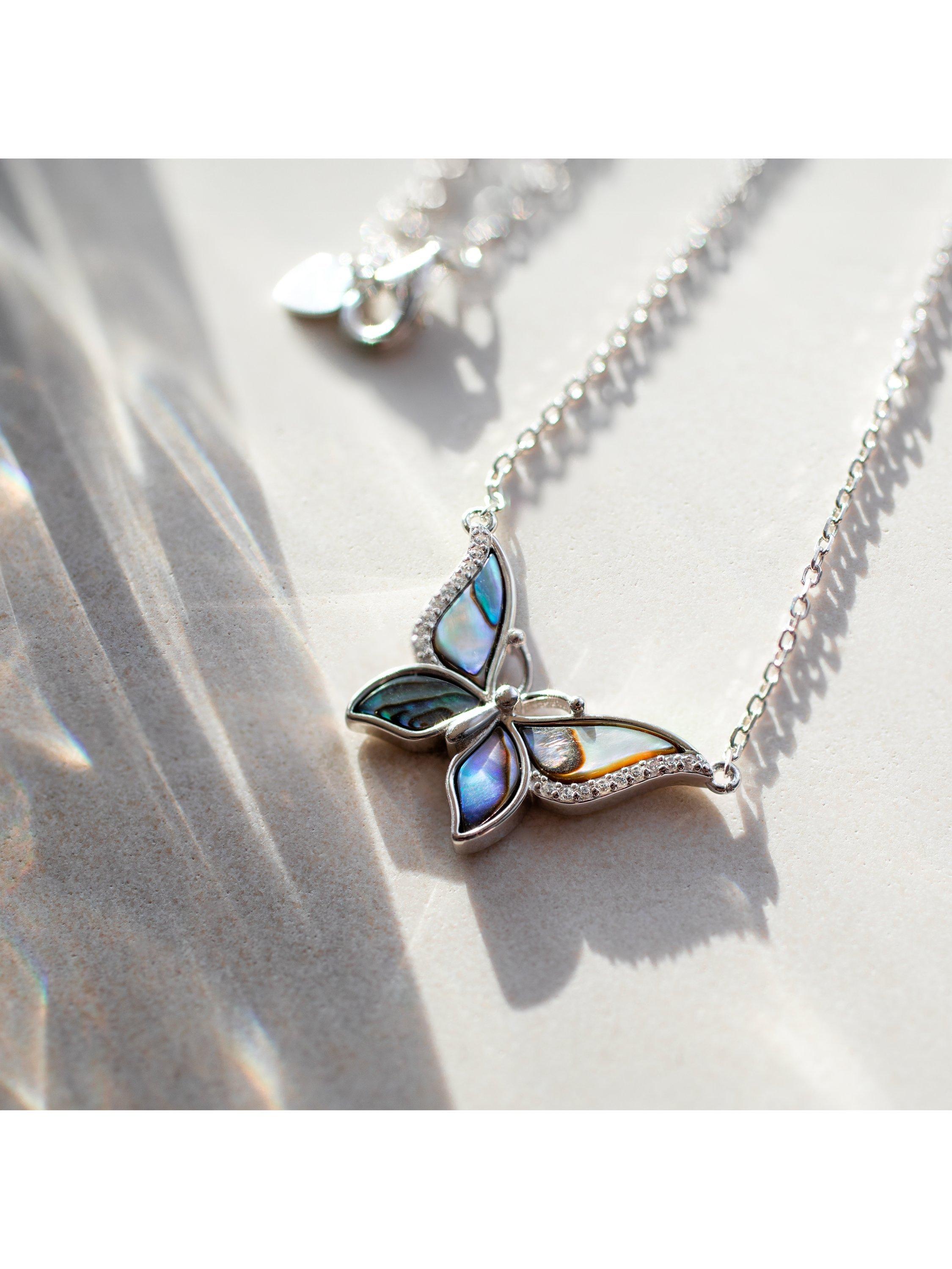 IBB Paua shell butterfly pendant necklace (British brand)