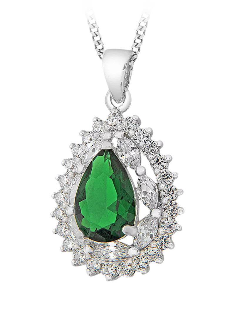 IBB sterling silver cubic zirconia pendant necklace - British product