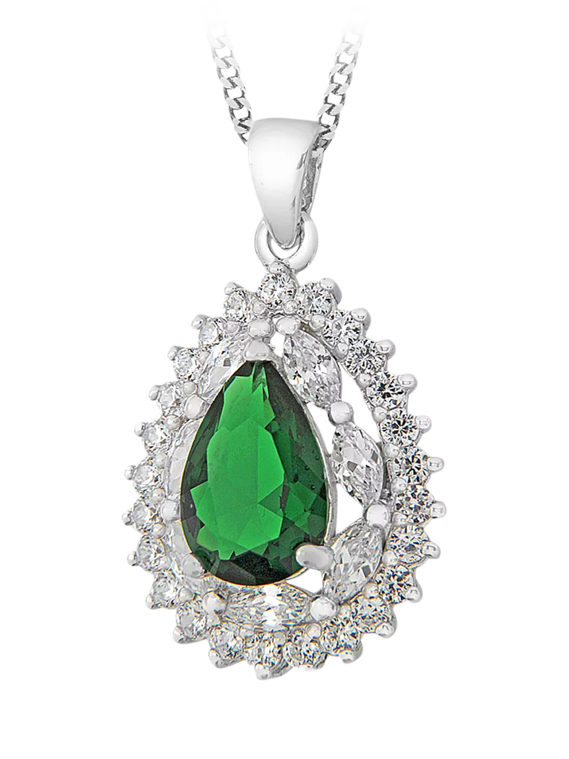 IBB sterling silver cubic zirconia pendant necklace - British product