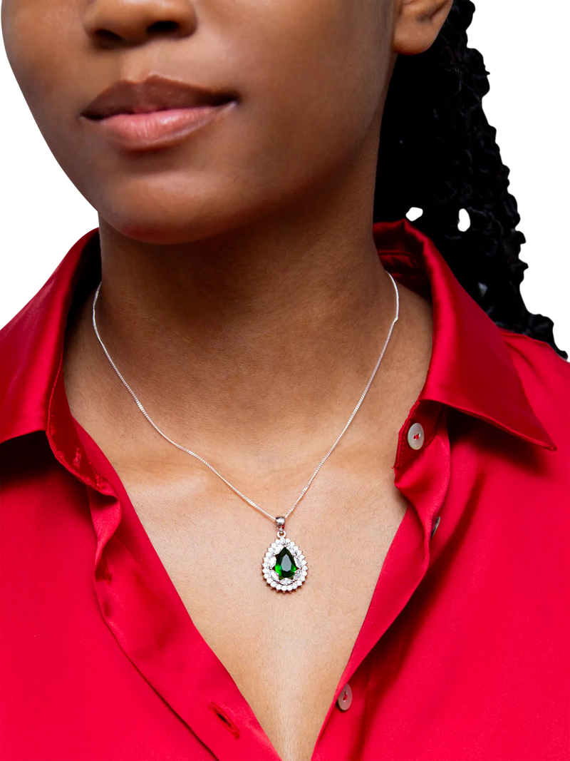 IBB sterling silver cubic zirconia pendant necklace - British product