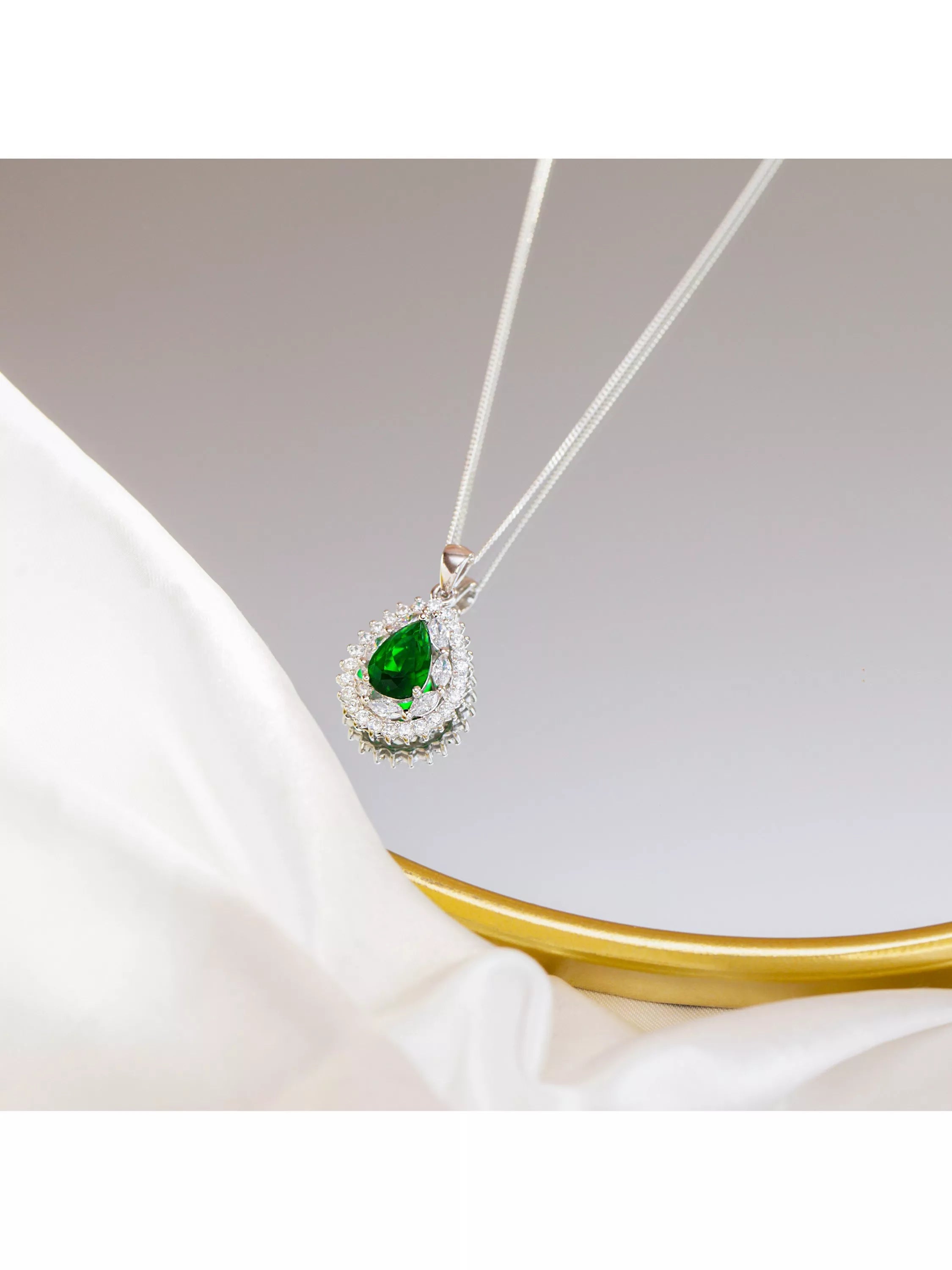 IBB sterling silver cubic zirconia pendant necklace - British product