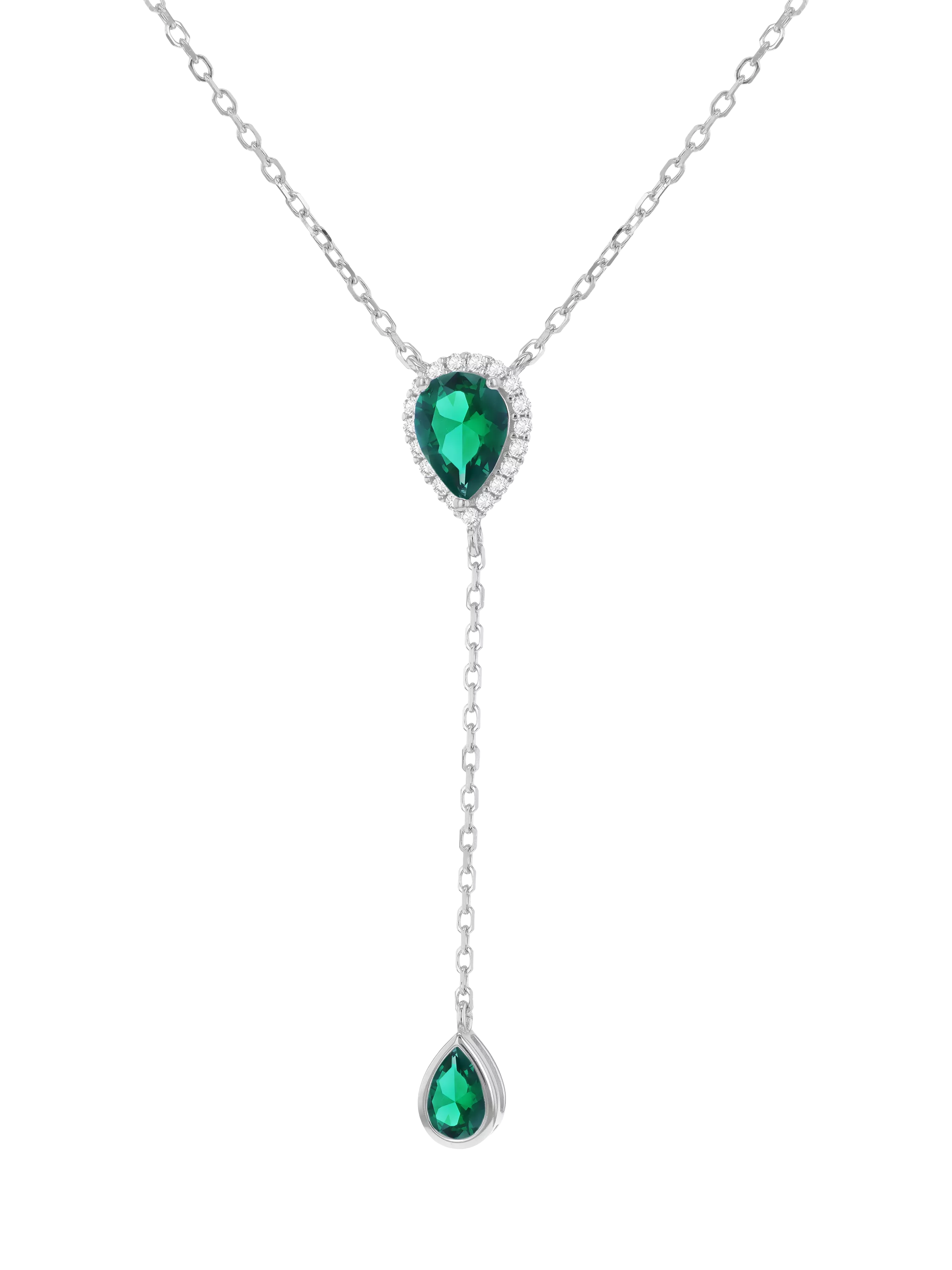 IBB cubic zirconia teardrop lariat necklace sterling silver, imported from the UK