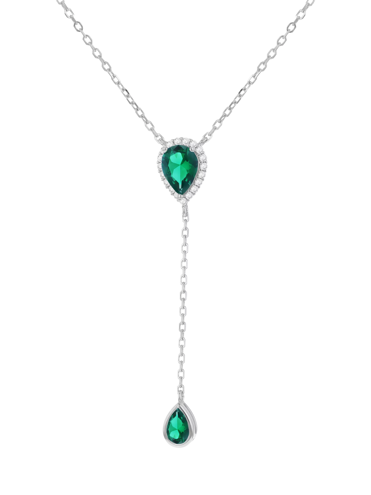 IBB cubic zirconia teardrop lariat necklace sterling silver, imported from the UK