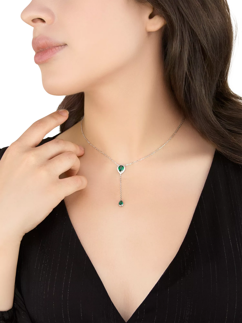 IBB cubic zirconia teardrop lariat necklace sterling silver, imported from the UK