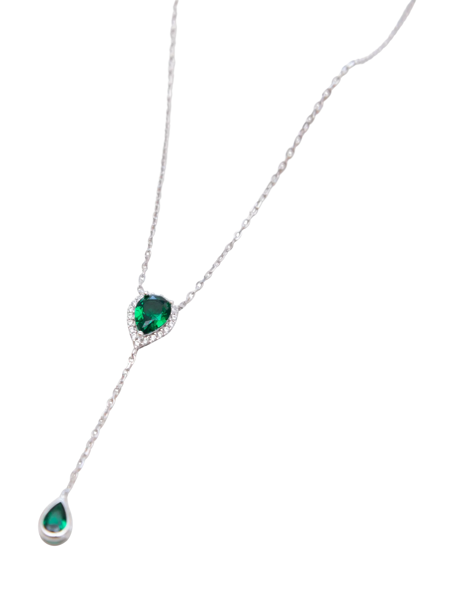 IBB cubic zirconia teardrop lariat necklace sterling silver, imported from the UK