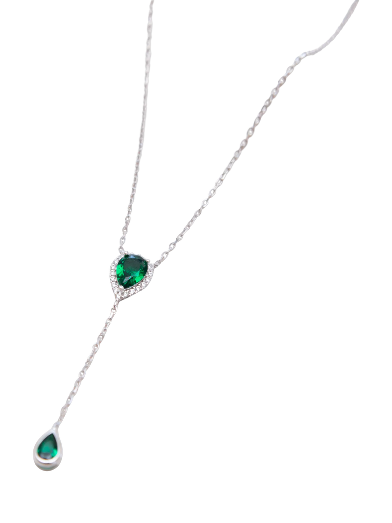 IBB cubic zirconia teardrop lariat necklace sterling silver, imported from the UK
