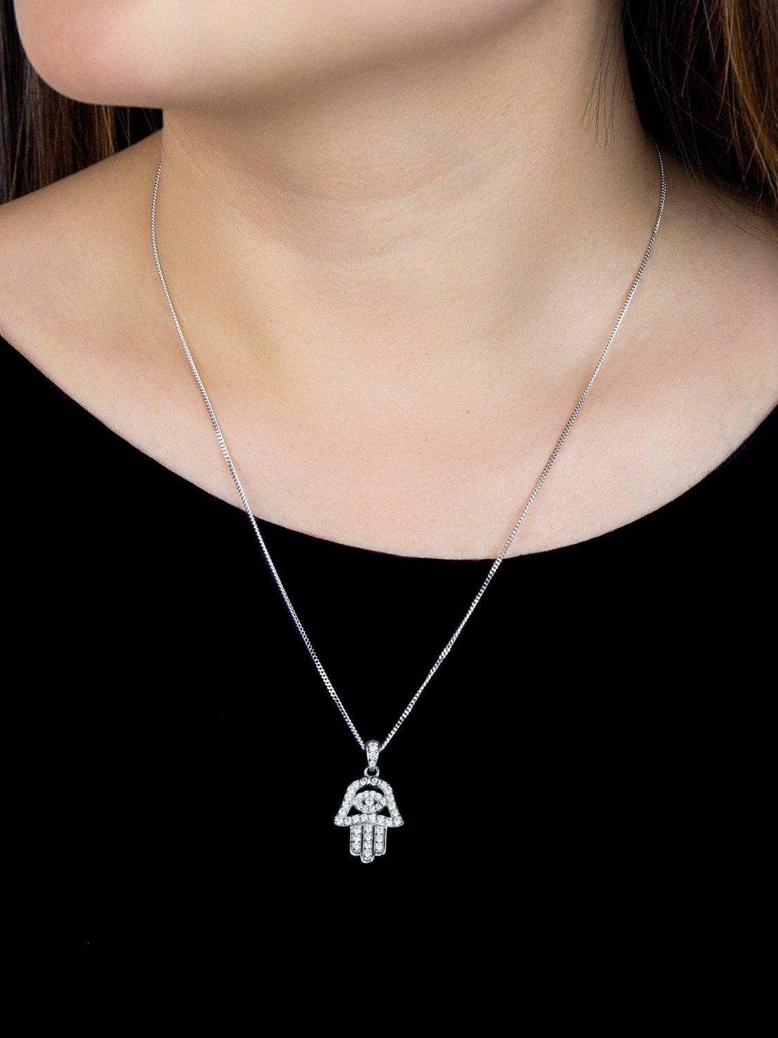 IBB Hamsa hand pendant sterling silver necklace, UK version