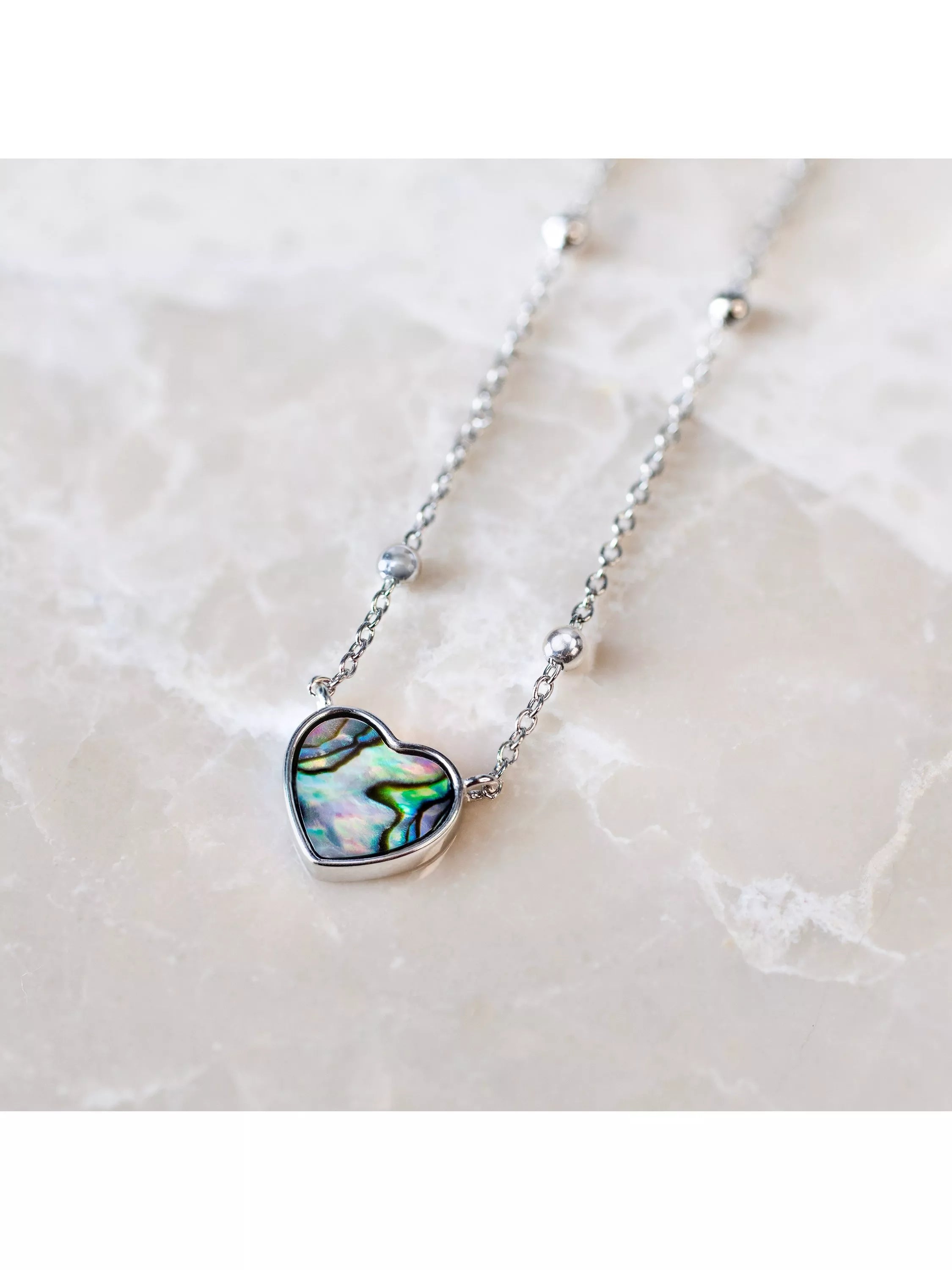 IBB paua shell heart pendant necklace (British brand)