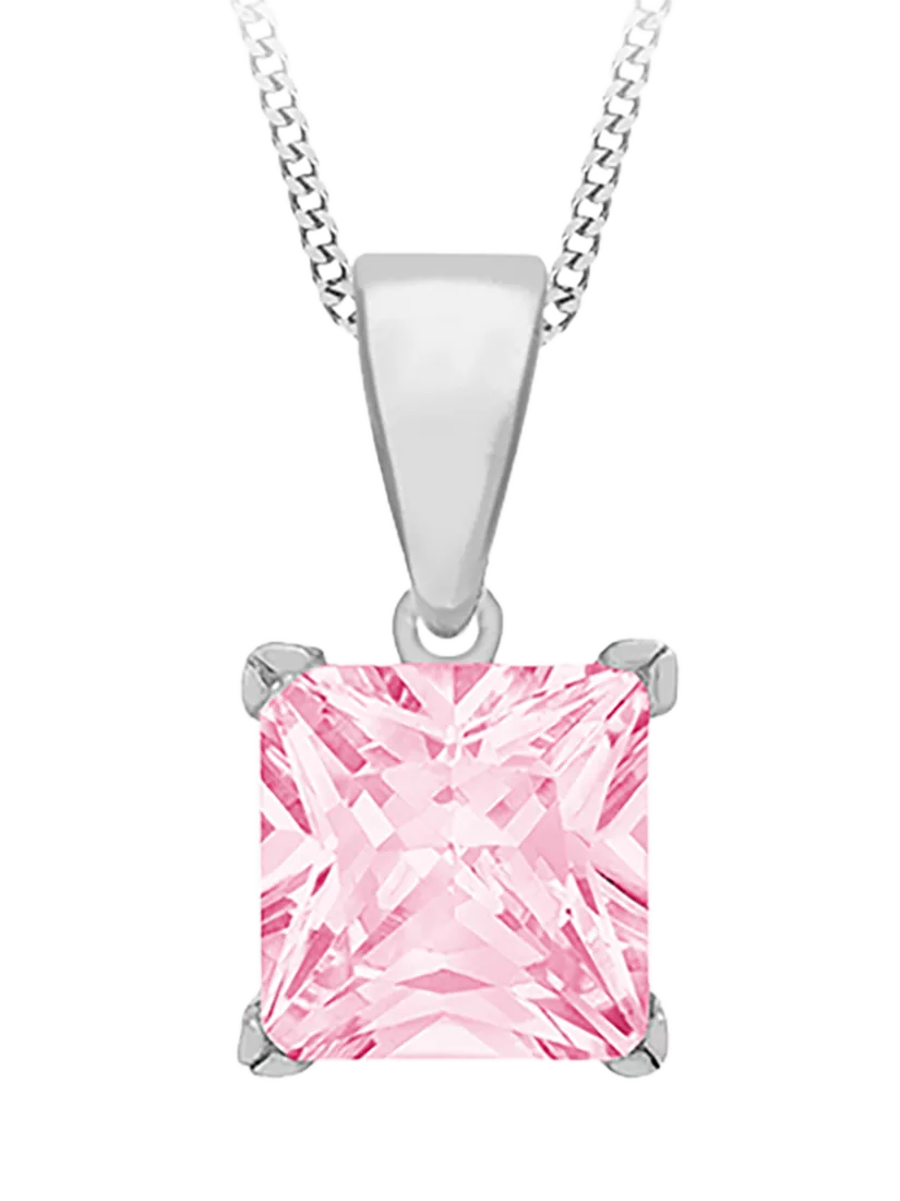 IBB sterling silver pendant pink cubic zirconia, UK version