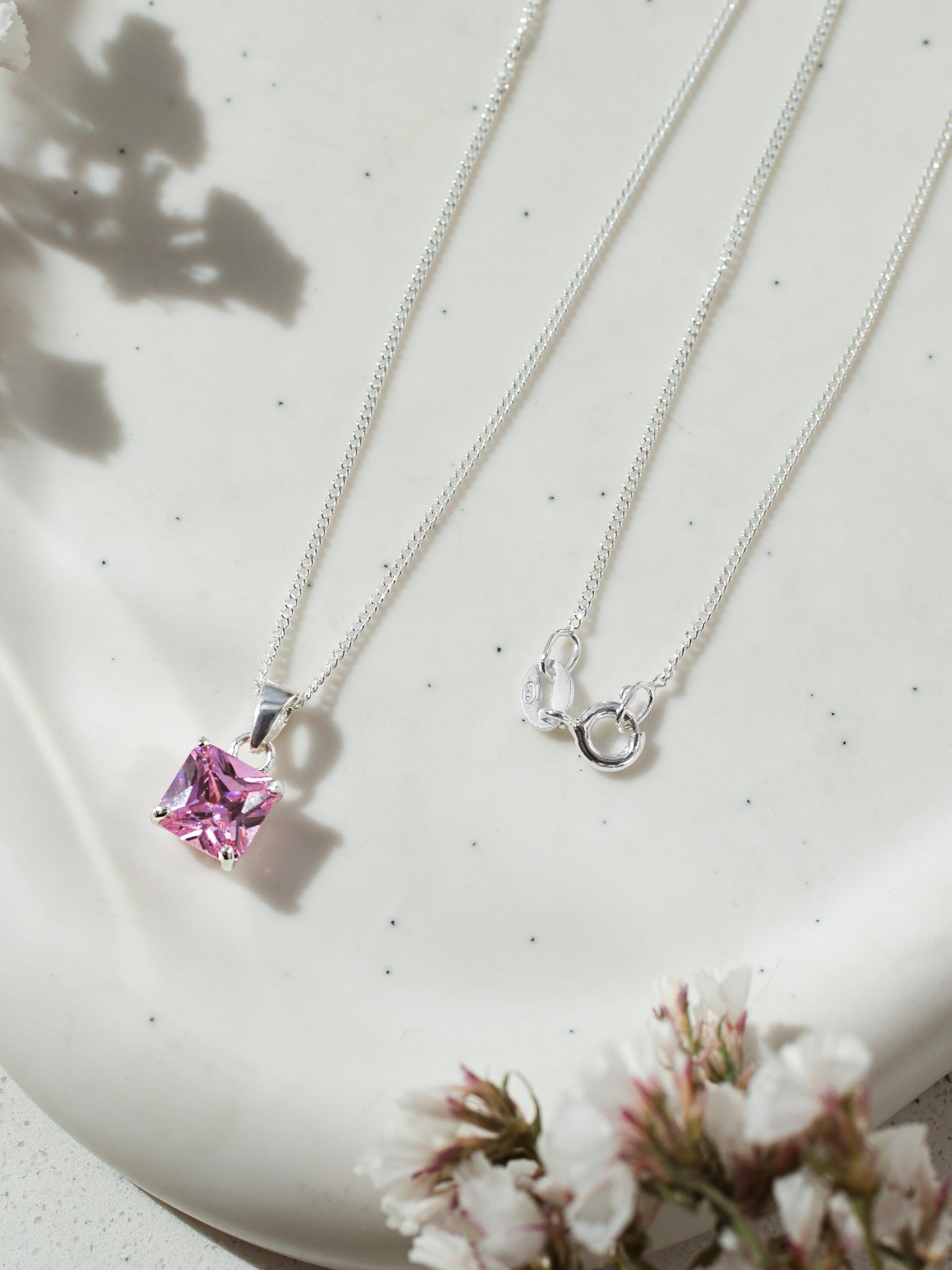 IBB sterling silver pendant pink cubic zirconia, UK version