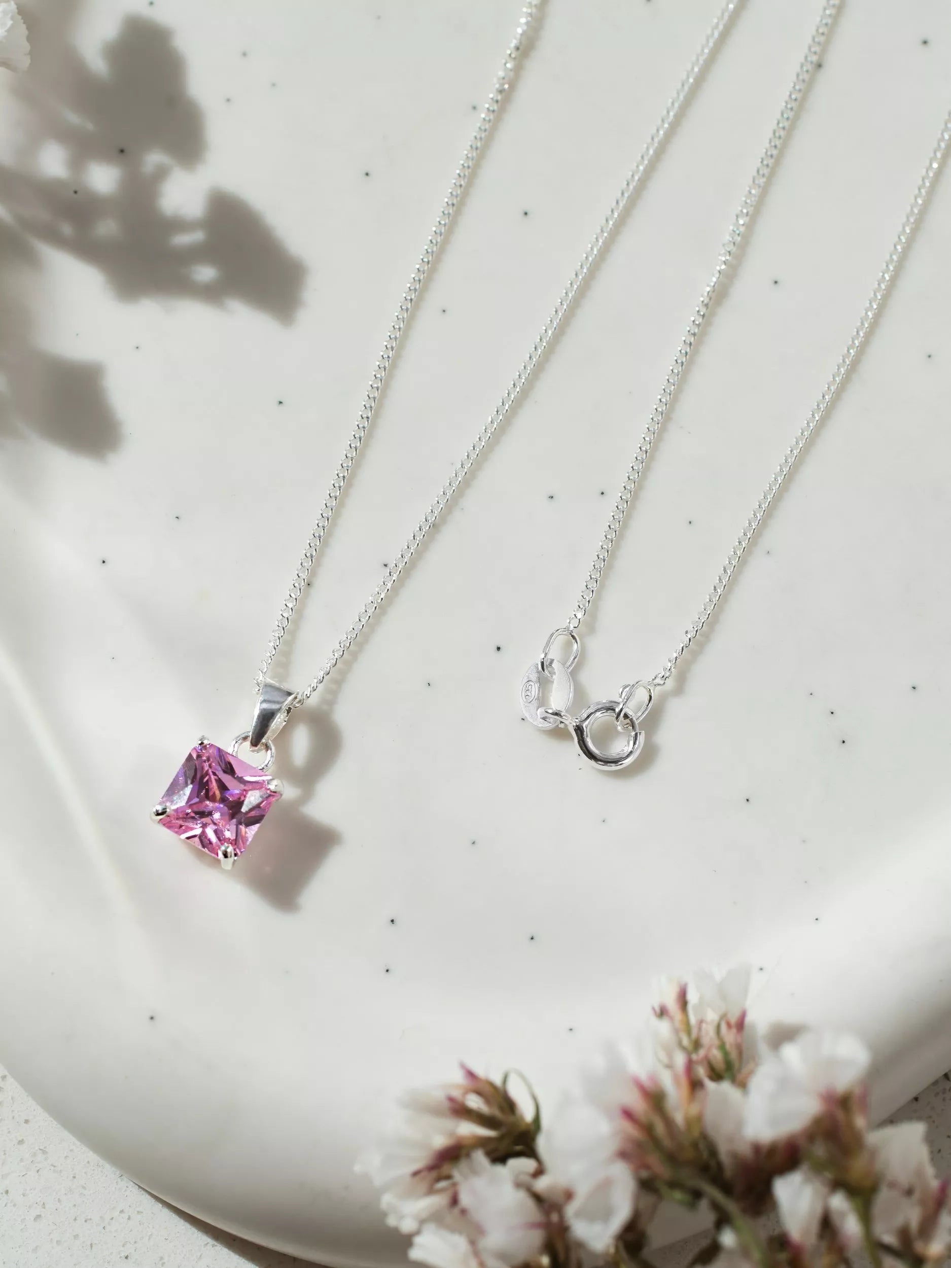 IBB sterling silver pendant pink cubic zirconia, UK version