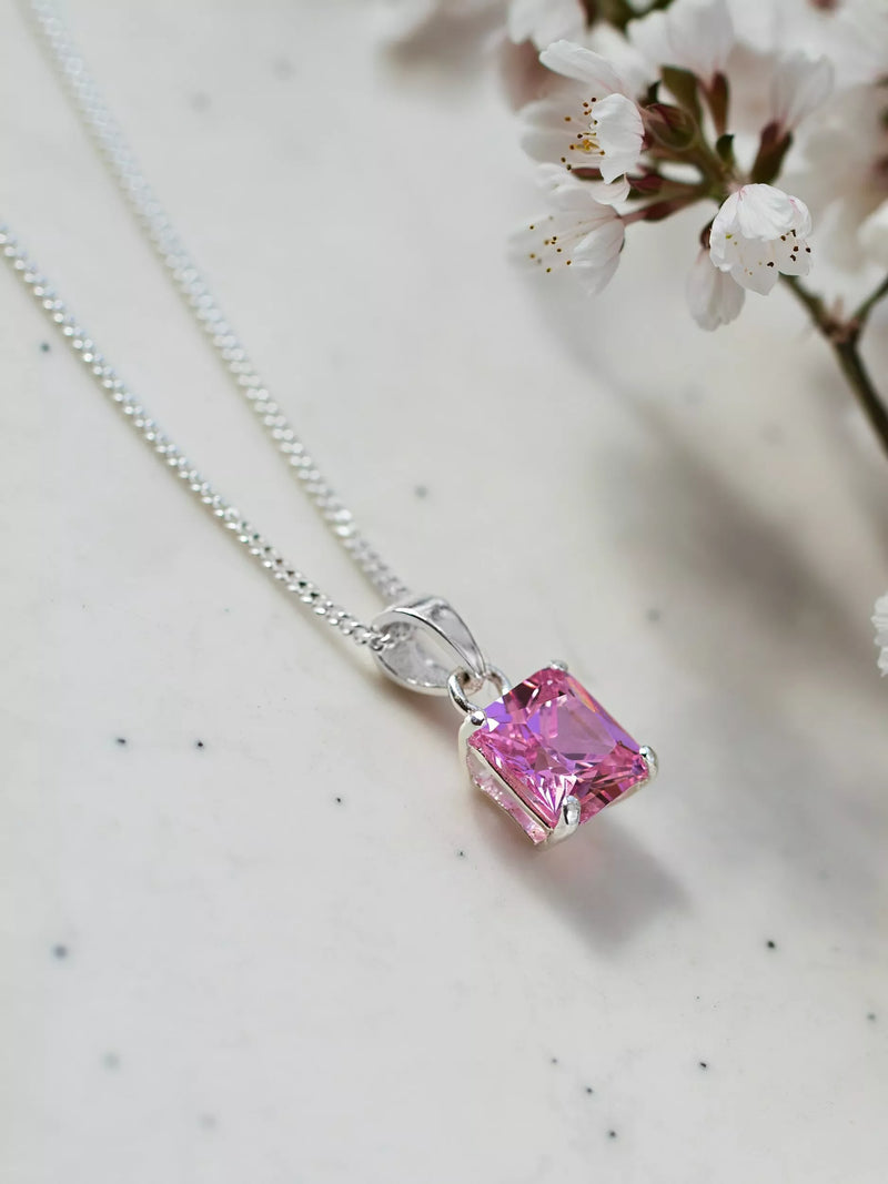 IBB sterling silver pendant pink cubic zirconia, UK version