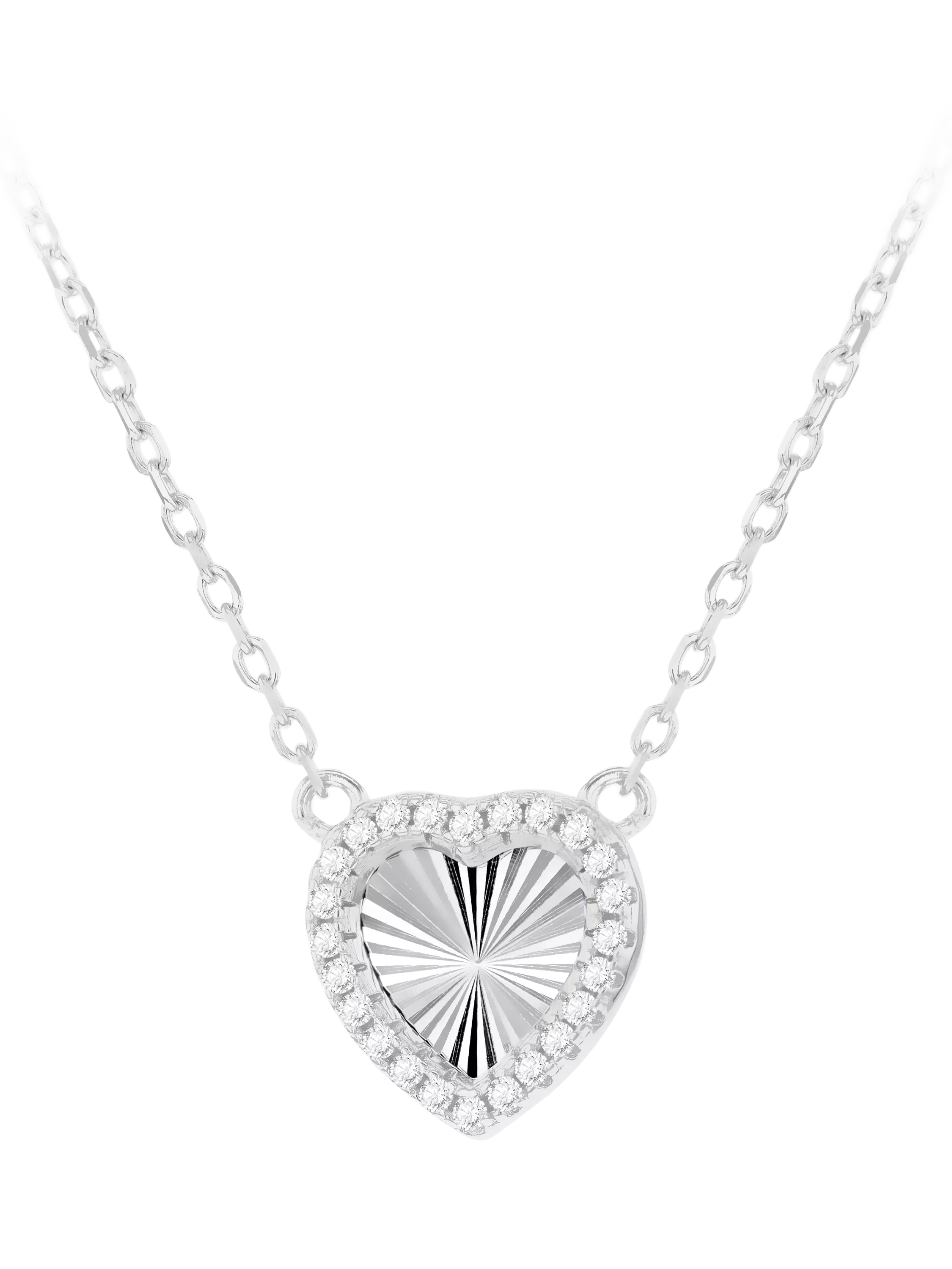 IBB cubic zirconia heart pendant necklace rhodium-plated sterling silver (British brand)