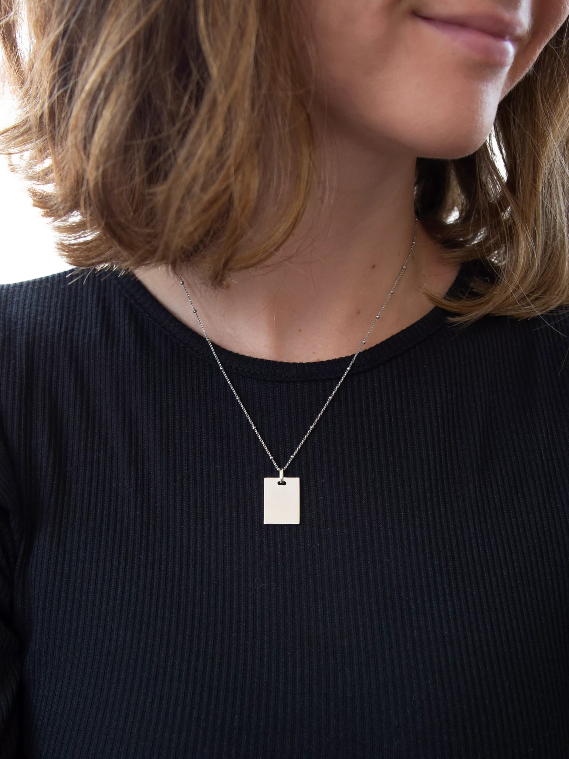 IBB personalised sterling silver dog tag necklace with adjustable chain - British product