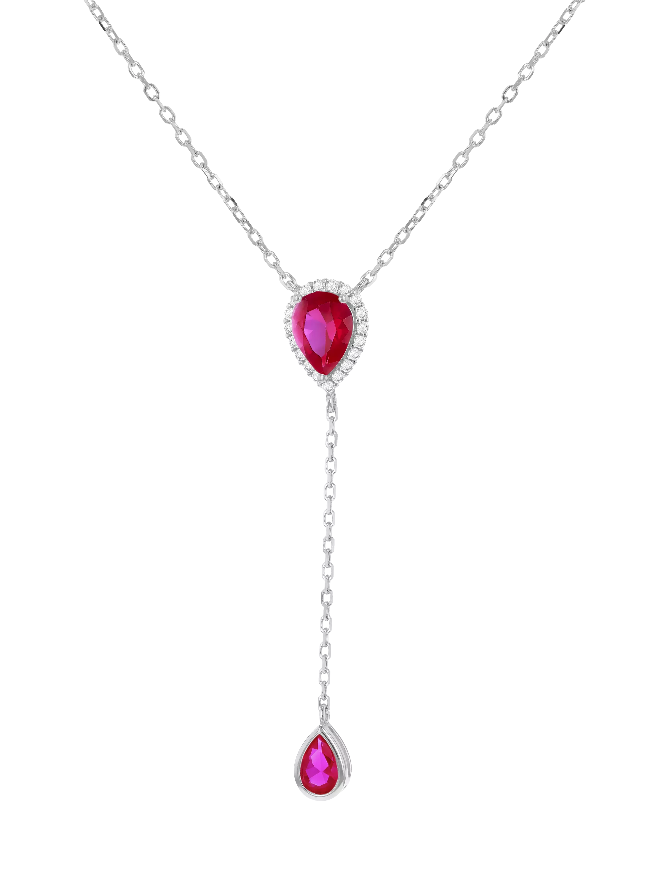 IBB teardrop lariat necklace with cubic zirconia 38-43cm, imported from the UK