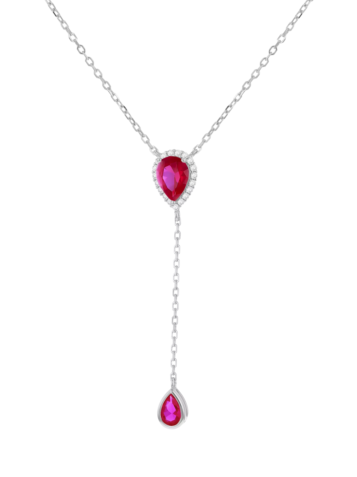 IBB teardrop lariat necklace with cubic zirconia 38-43cm, imported from the UK