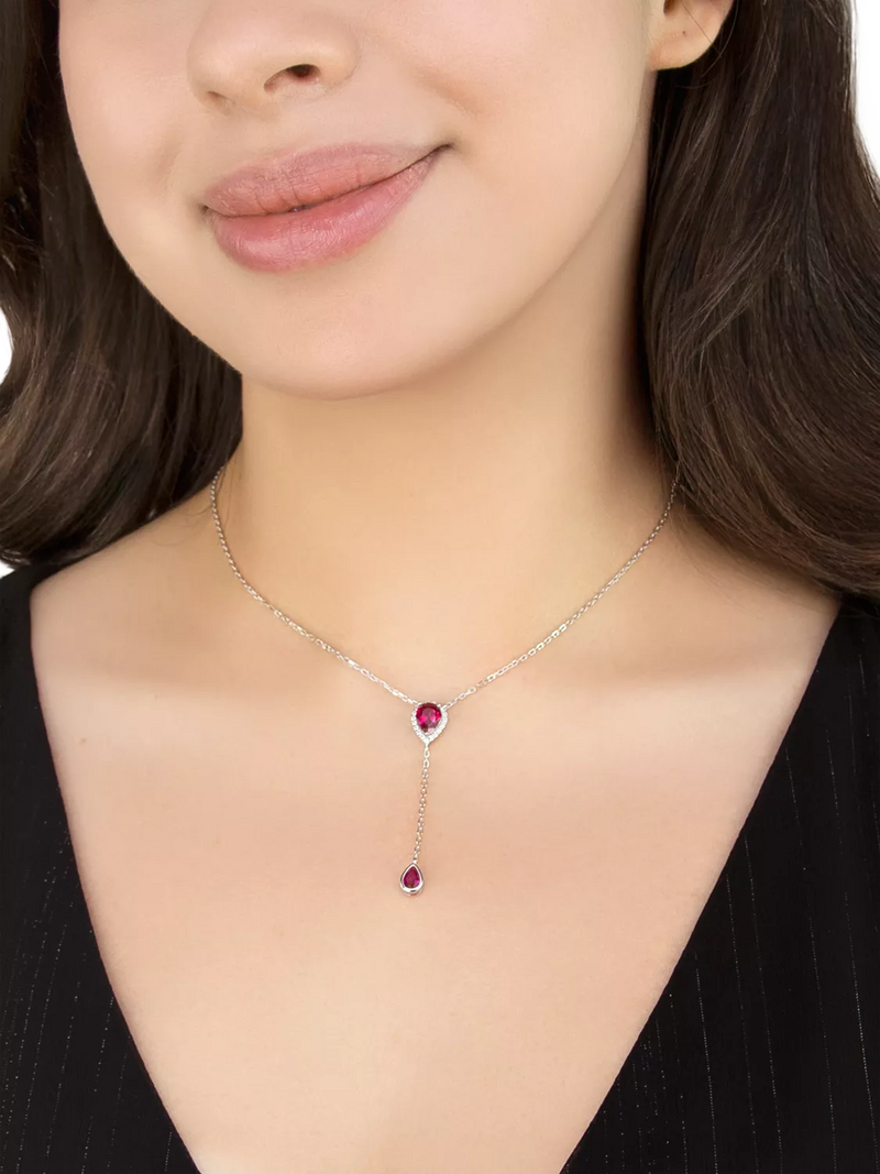 IBB teardrop lariat necklace with cubic zirconia 38-43cm, imported from the UK