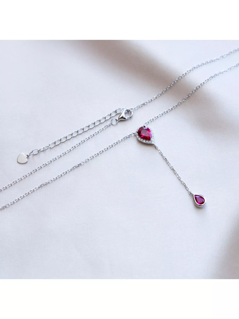 IBB teardrop lariat necklace with cubic zirconia 38-43cm, imported from the UK