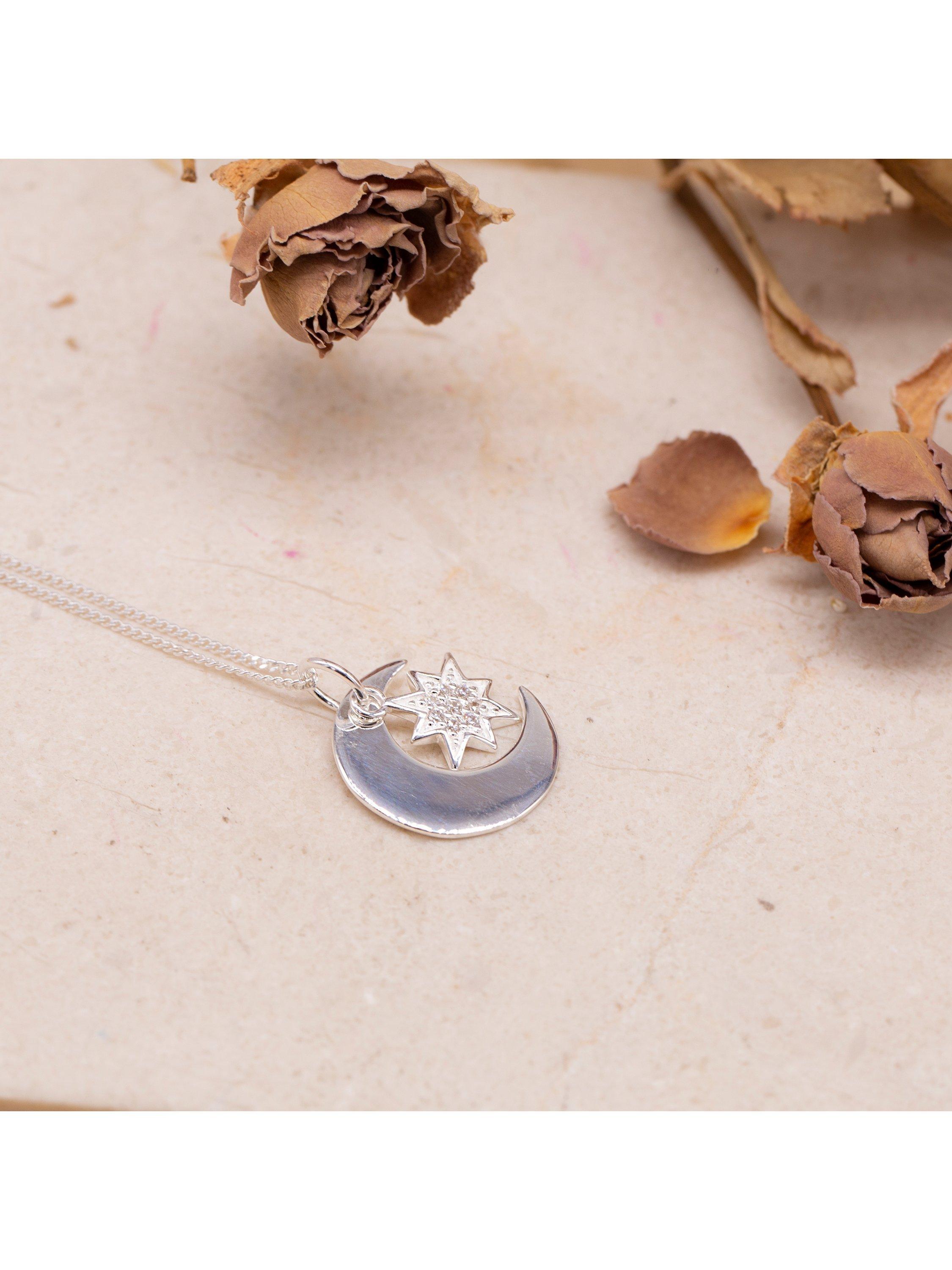 IBB sterling silver star and moon pendant necklace - British product