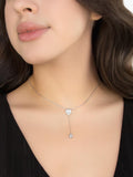 IBB cubic zirconia teardrop lariat necklace, silver, UK version