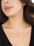 IBB cubic zirconia teardrop lariat necklace, silver, UK version