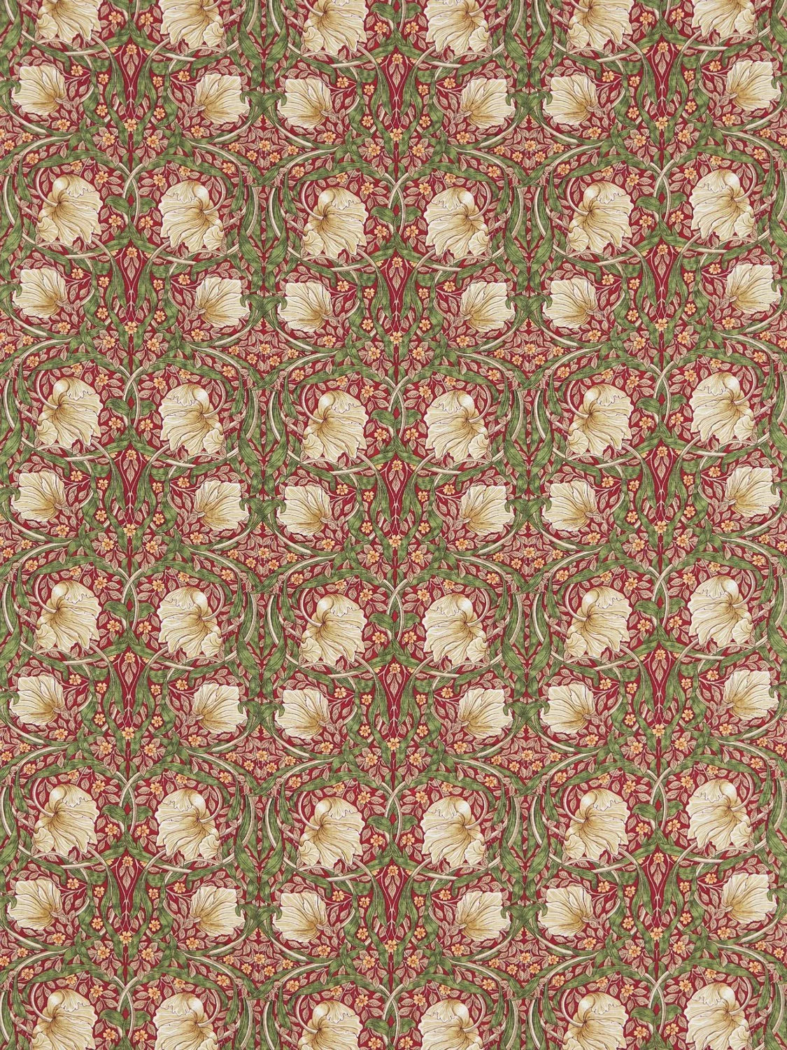 Morris & Co Pimpernel Furnishing Fabric, Red/Thyme