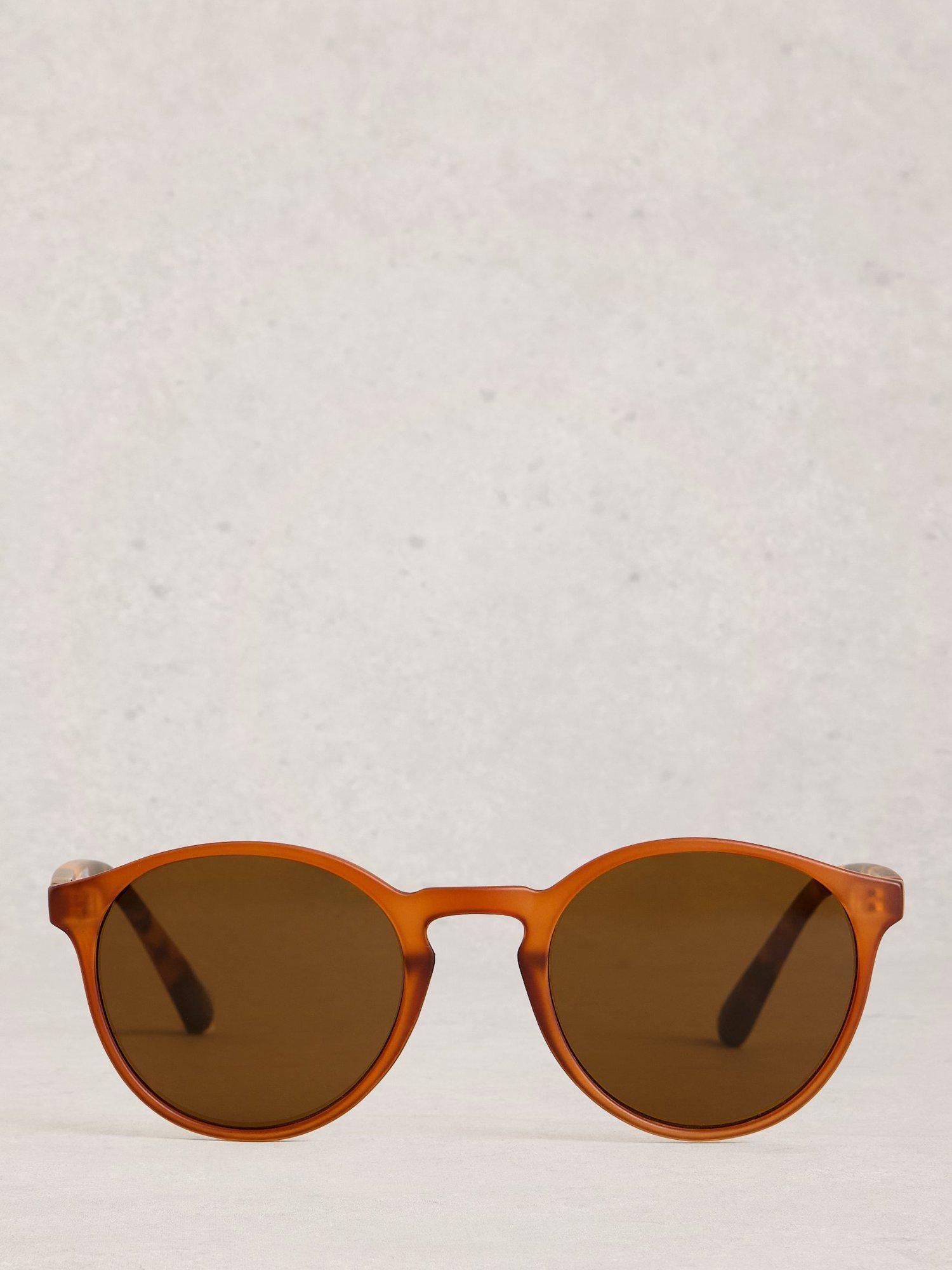 White Stuff round orange sunglasses with case, UK version
