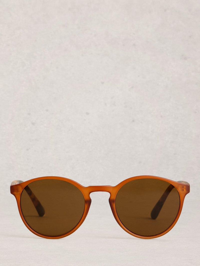 White Stuff round orange sunglasses with case, UK version