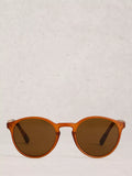 White Stuff round orange sunglasses with case, UK version
