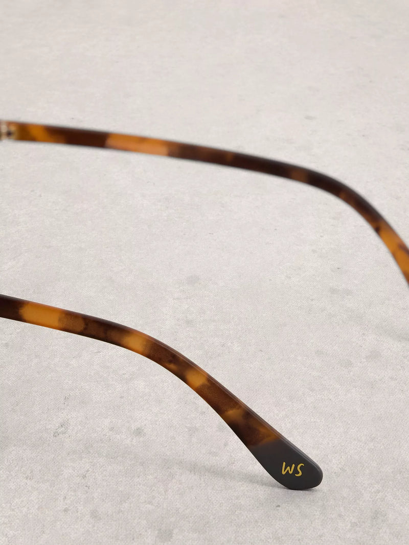 White Stuff round orange sunglasses with case, UK version