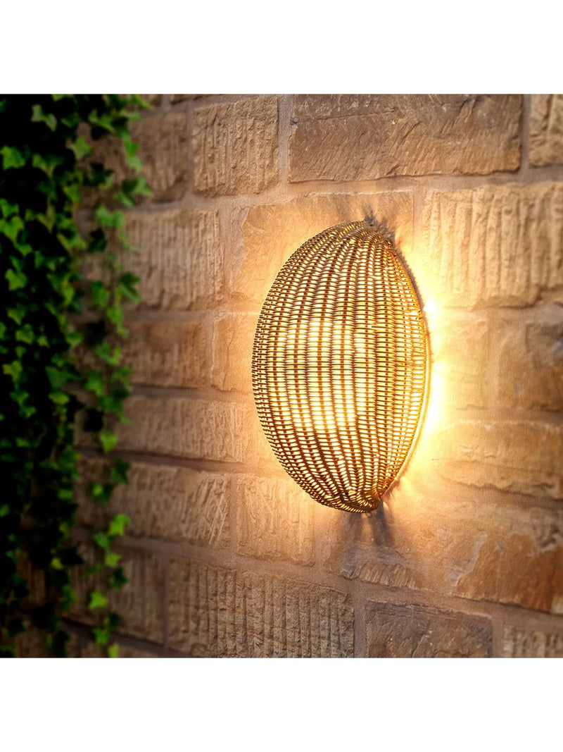LG Outdoor Barca rattan garden wall lamp 40cm, imported from the UK