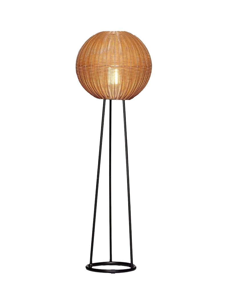LG Outdoor Orta natural rattan floor lamp 1.2m, imported from the UK