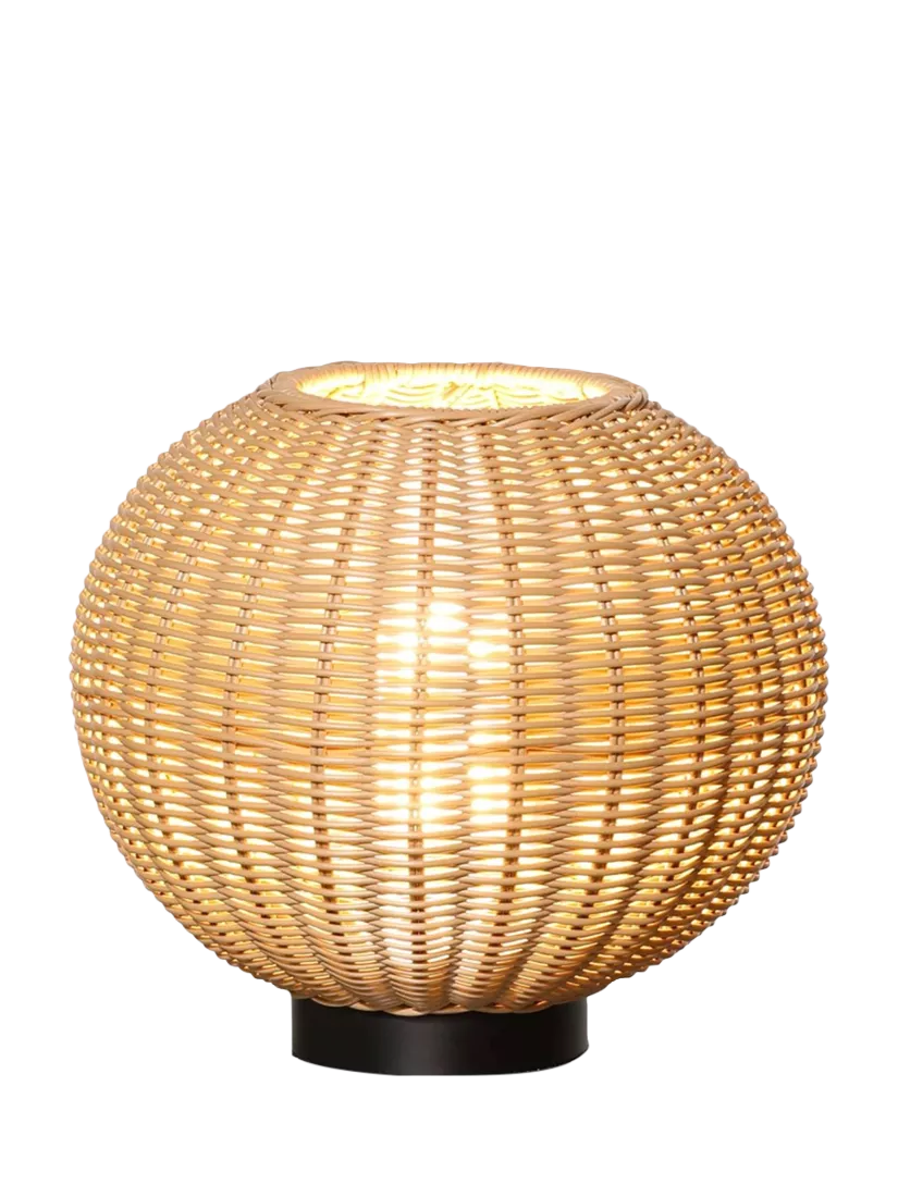 LG Outdoor Orta woven rattan rechargeable garden table lamp 28cm, UK version