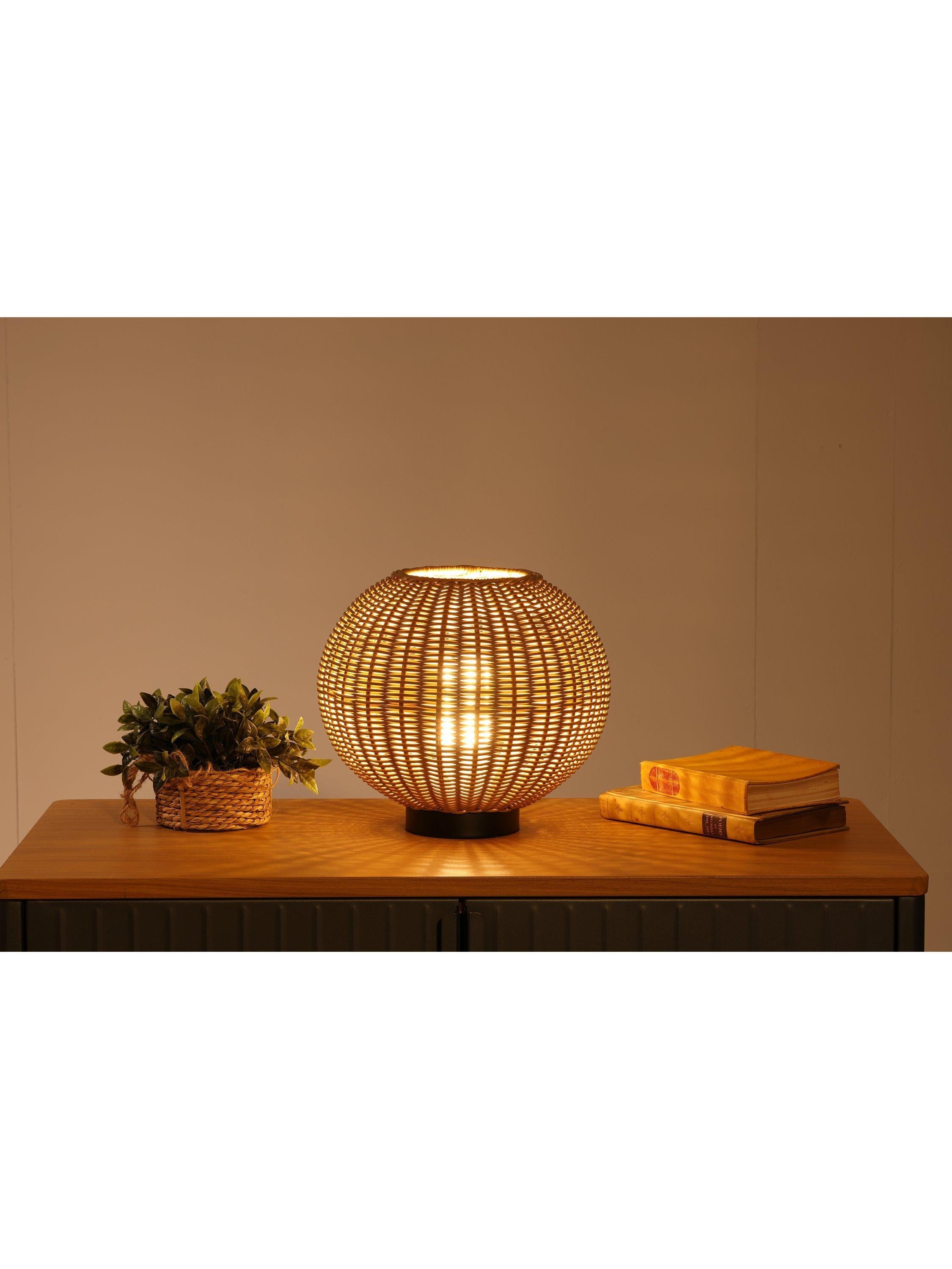 LG Outdoor Orta woven rattan rechargeable garden table lamp 28cm, UK version