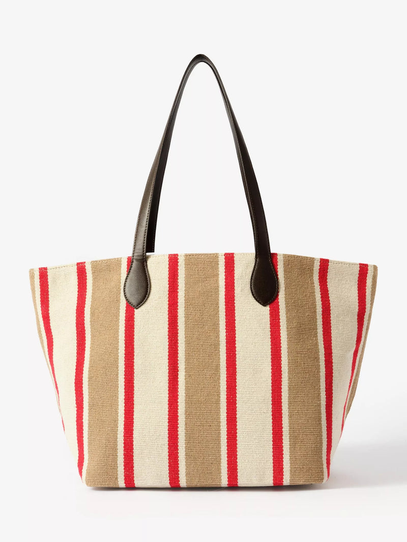 Mint Velvet striped canvas tote bag, red and multi, UK version