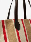 Mint Velvet striped canvas tote bag, red and multi, UK version