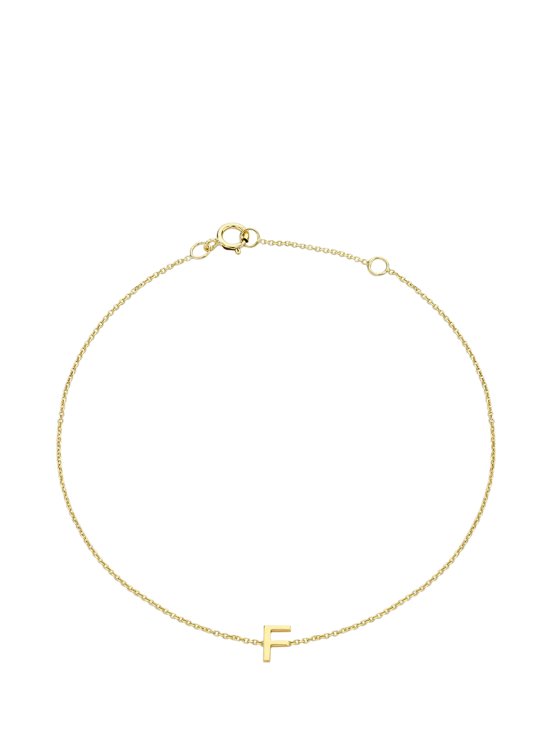 IBB Initial Letter 9ct Gold Chain Bracelet 15-18cm