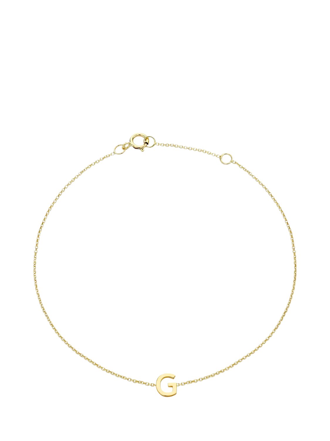 IBB Initial Letter 9ct Gold Chain Bracelet 15-18cm