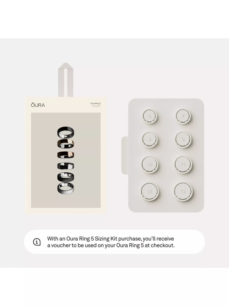 Oura Ring 5 sizing kit with plastic rings and box, imported from the UK