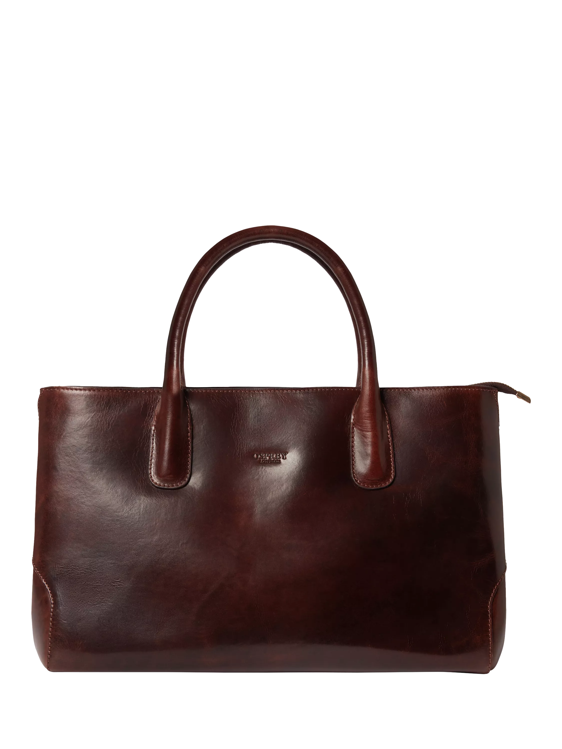 OSPREY LONDON Monroe Curved Leather Tote Chestnut - British product