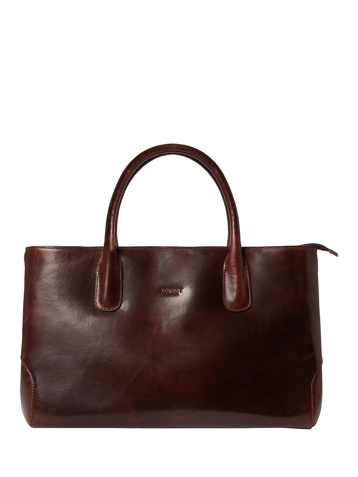 OSPREY LONDON Monroe Curved Leather Tote Chestnut - British product