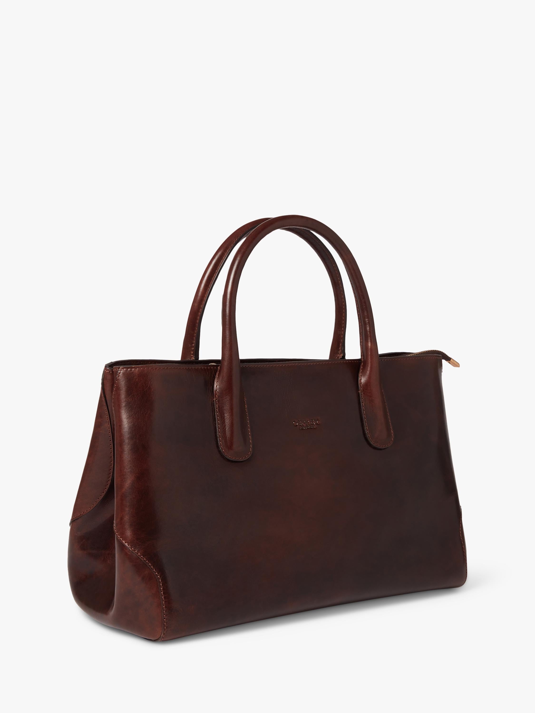 OSPREY LONDON Monroe Curved Leather Tote Chestnut - British product