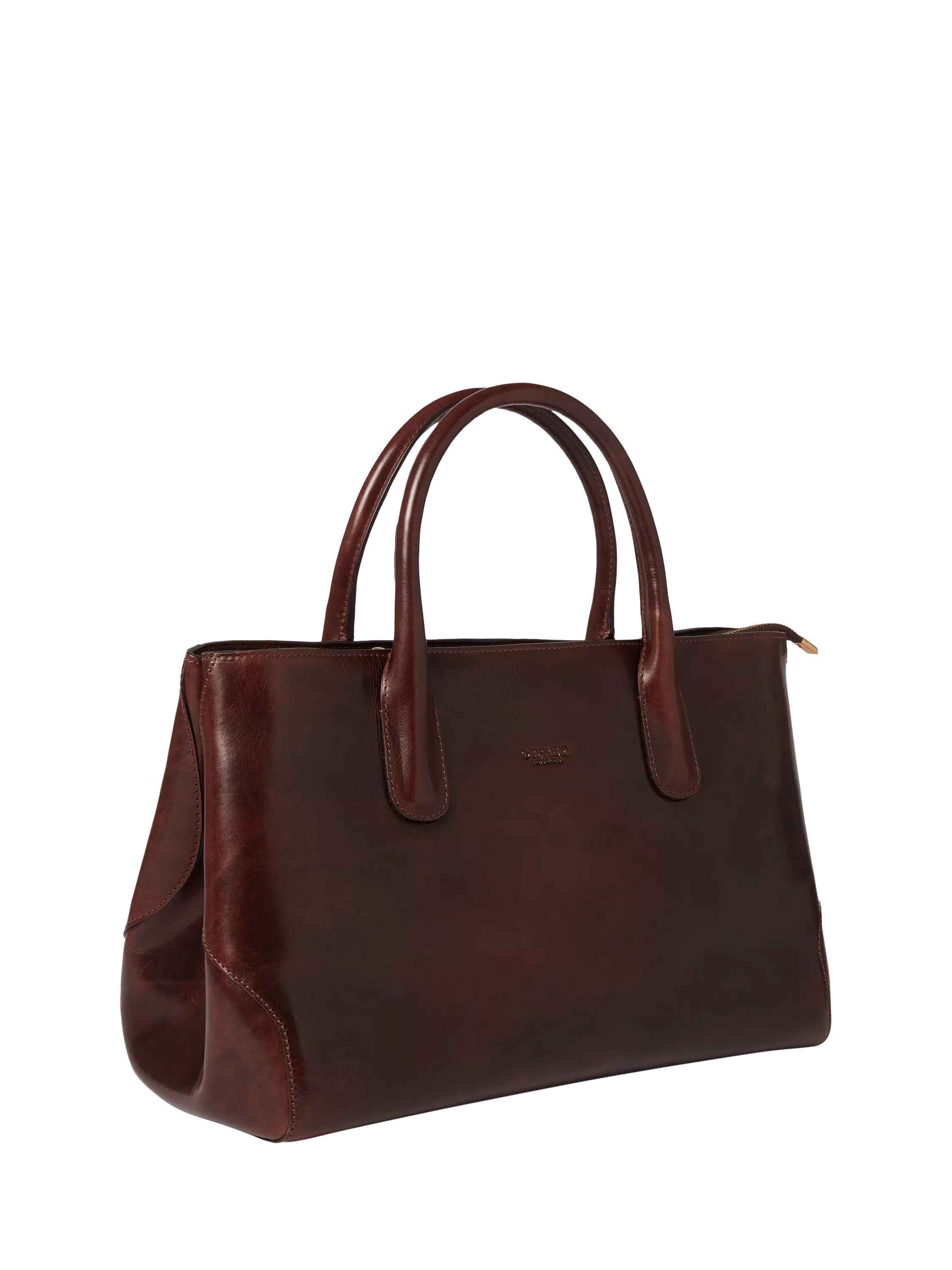 OSPREY LONDON Monroe Curved Leather Tote Chestnut - British product