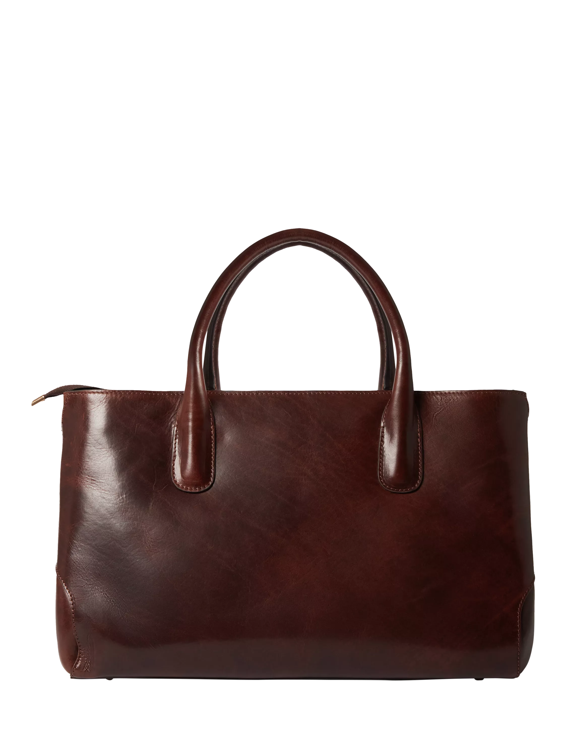 OSPREY LONDON Monroe Curved Leather Tote Chestnut - British product